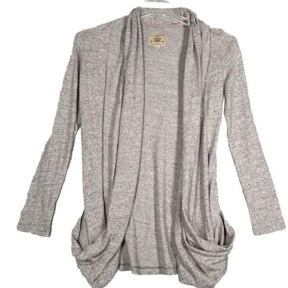 UGG Gray Cardigan Sweater with Draped Front - Picture 1 of 9